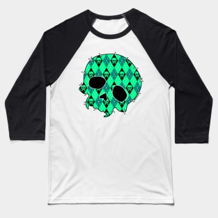 Teal Argyle Skull Baseball T-Shirt